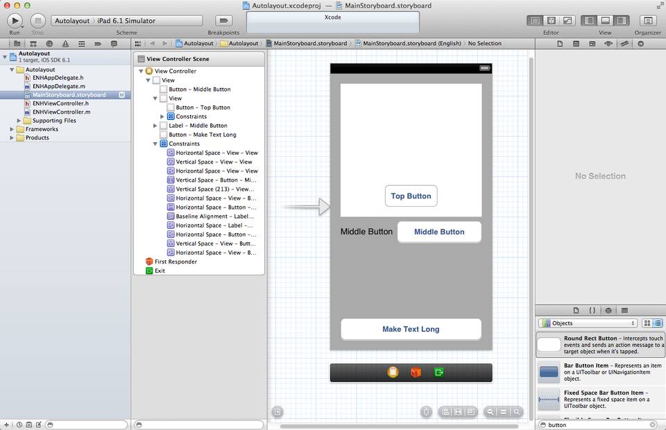 View Crossing Layout Constraint Setup