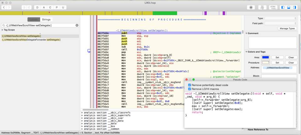 -[_UIWebViewScrollView setDelegate:] disassembly and pseudo code.